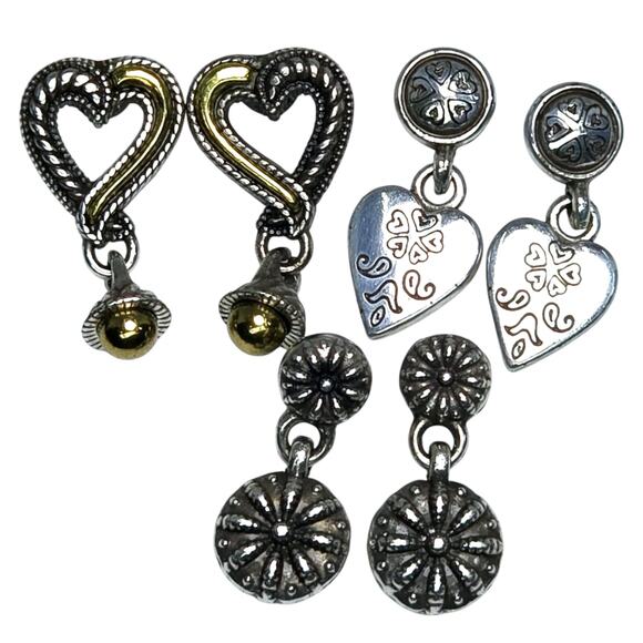 3 Brighton Dangle Earrings Callie Ophelia Heart Bohemian Silver Plated Gold Tone - Picture 1 of 9